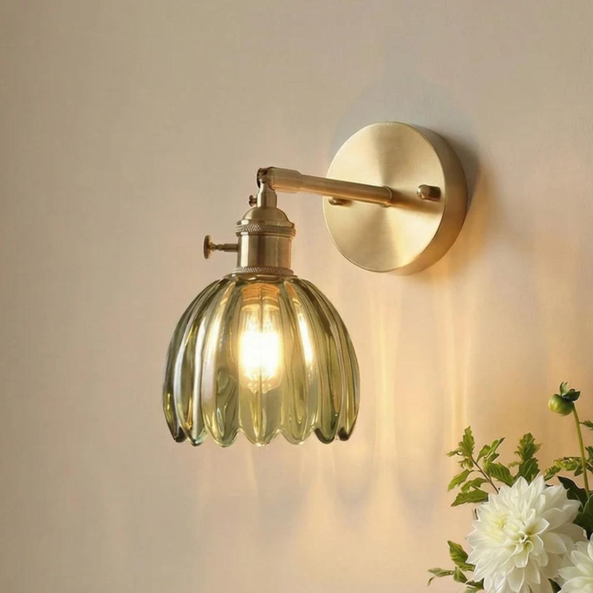 Adjustable Vintage Tulip Flower Wall Sconce Light For Bedroom Reading