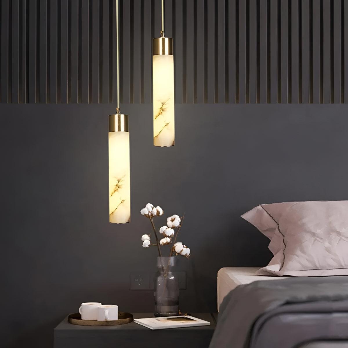 Alabaster Pendant Light Fixture With Adjustable Hanging Design