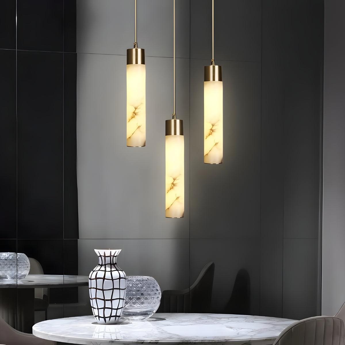 Alabaster Pendant Light Fixture With Adjustable Hanging Design