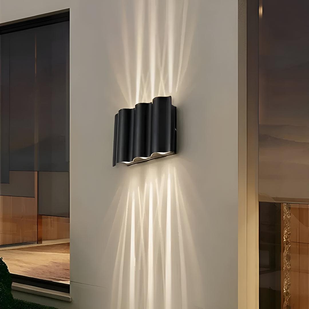 Architectural Wave Styled Outdoor Exterior Wall Light With LED Lighting