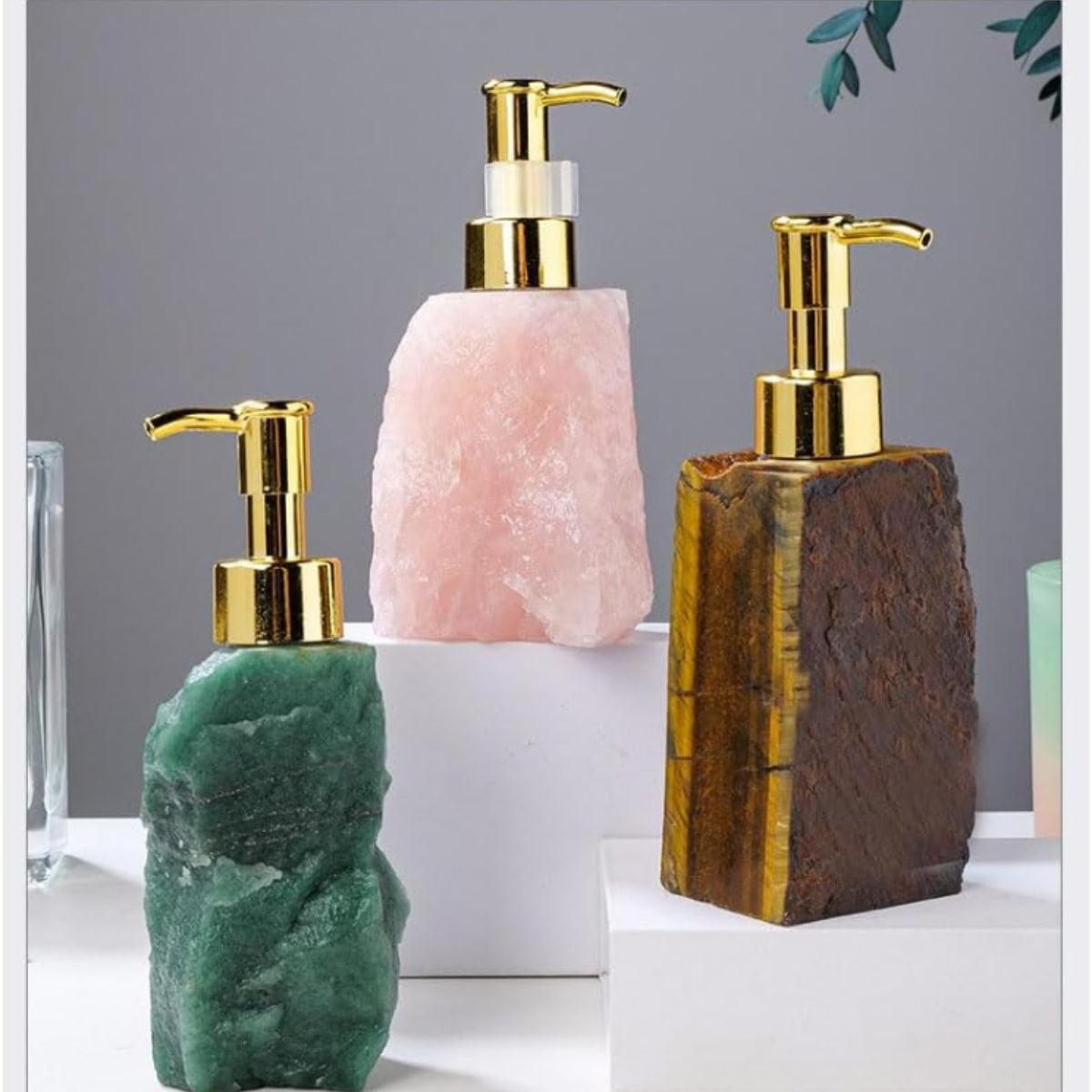 Bathroom Hand Soap Dispenser With Gemstone Geode Base