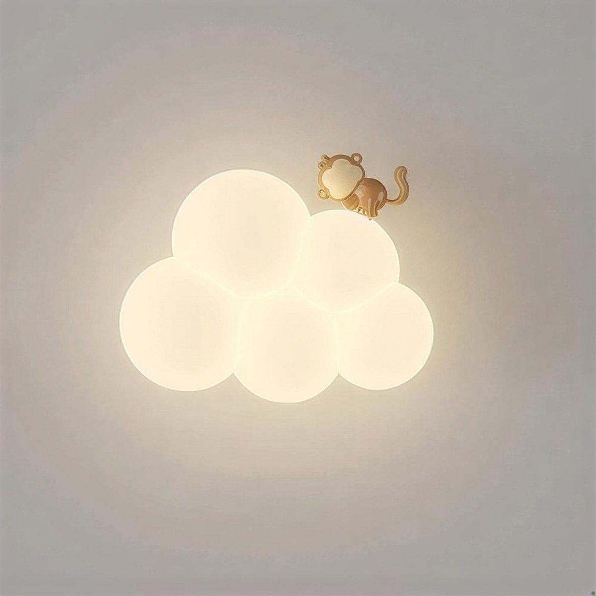 Bubbly Cloud Wall Sconce Light With Night Light Design For Childrens Nursery