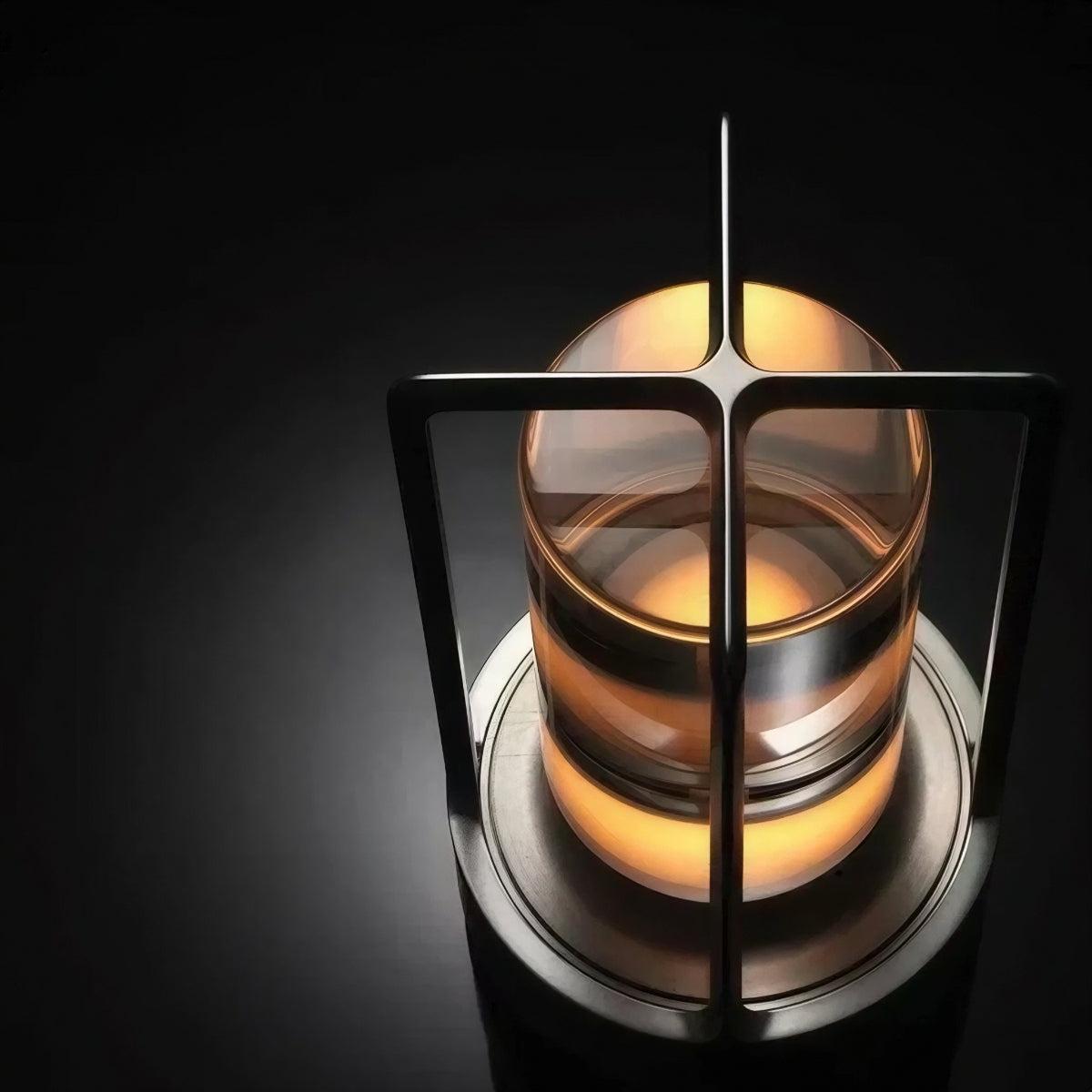 Cordless Caged Table Lamp Lantern with Rechargeable LED Light