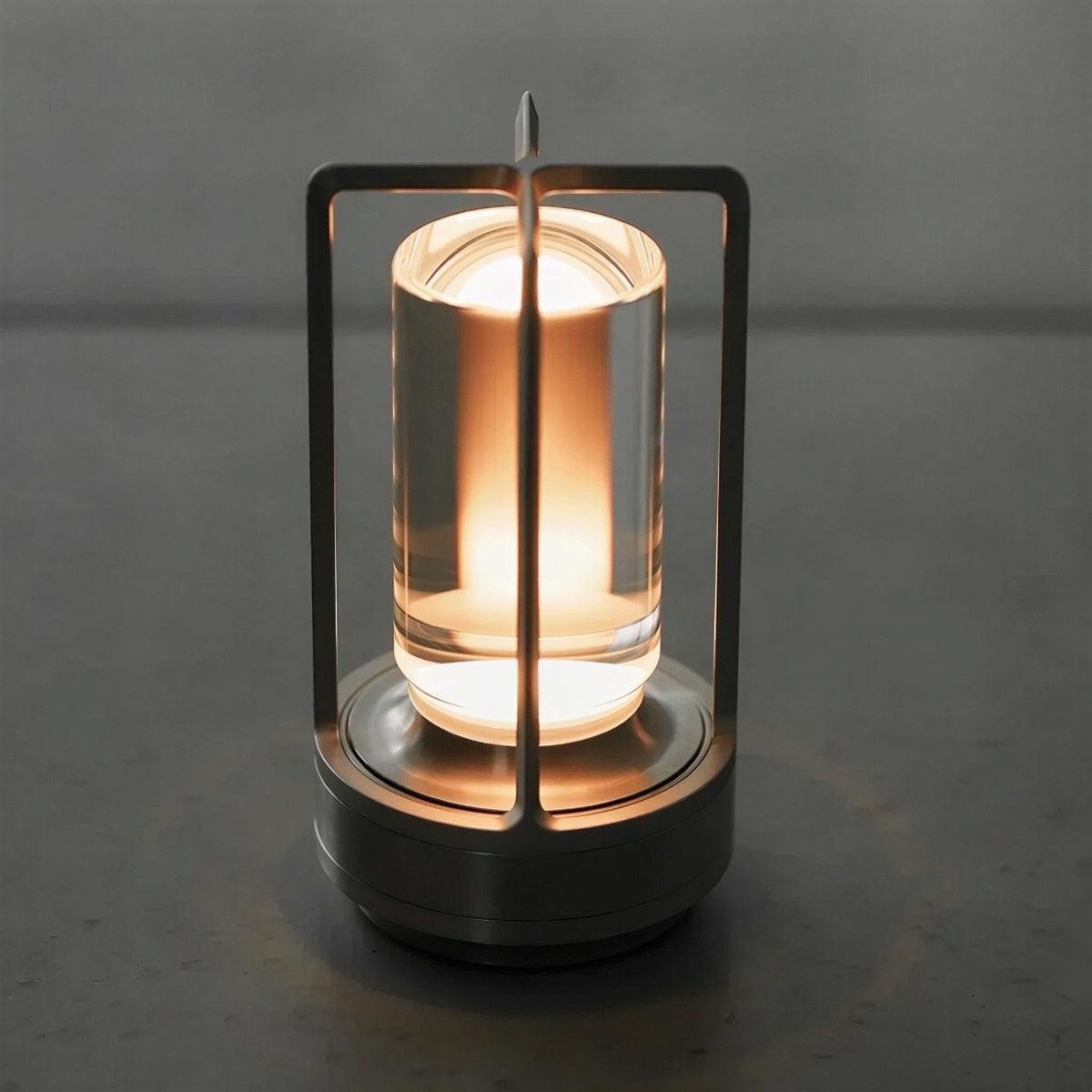 Cordless Caged Table Lamp Lantern with Rechargeable LED Light