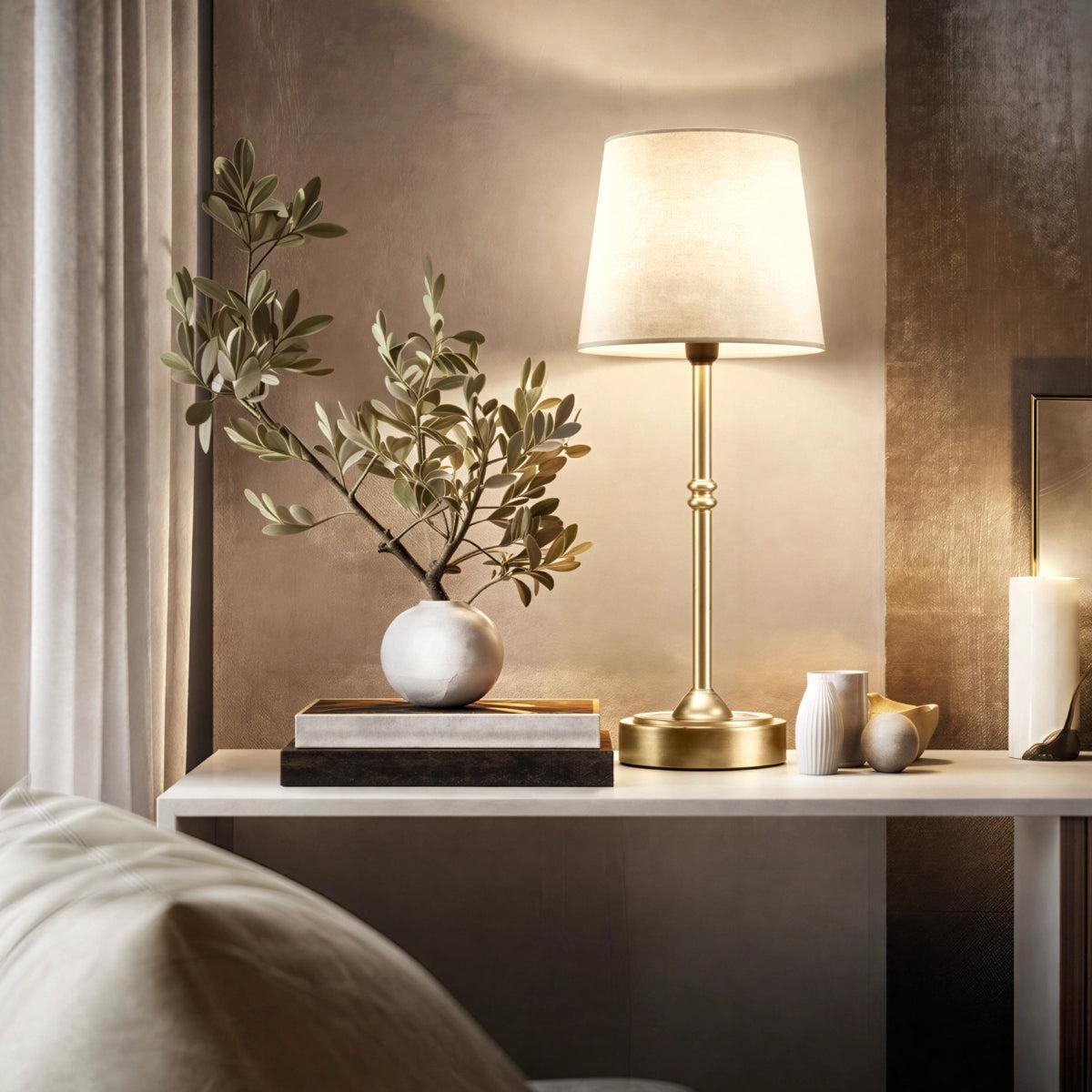 Cordless Table Lamp With Shade And Battery Operated LED Light