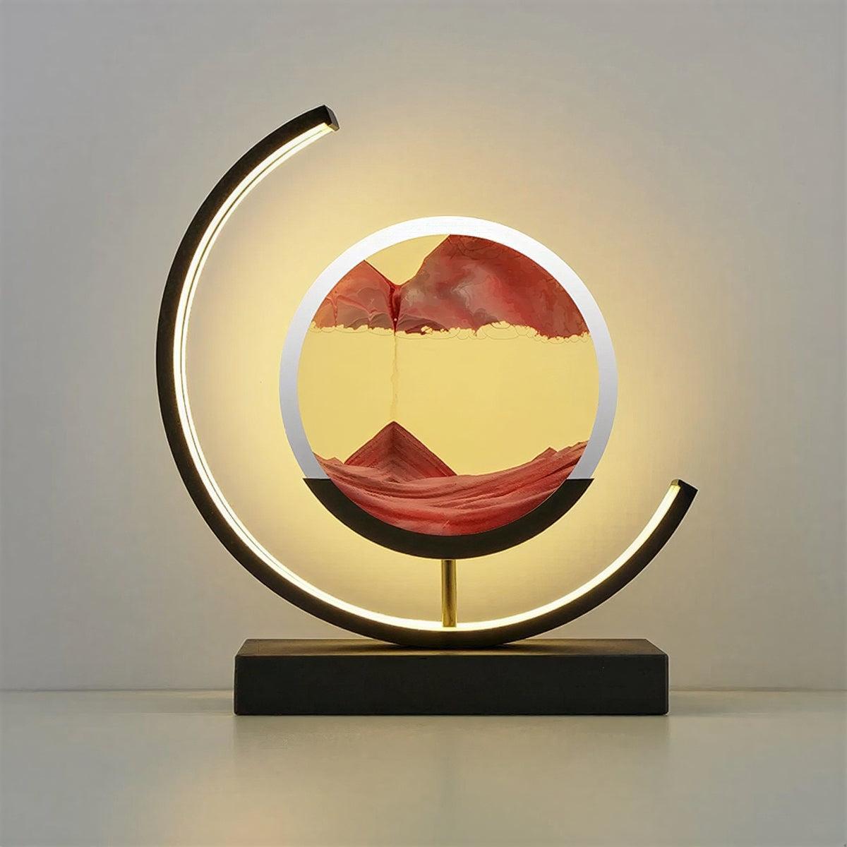 Crescent Shaped Table Lamp With Dynamic Moving Sand Art