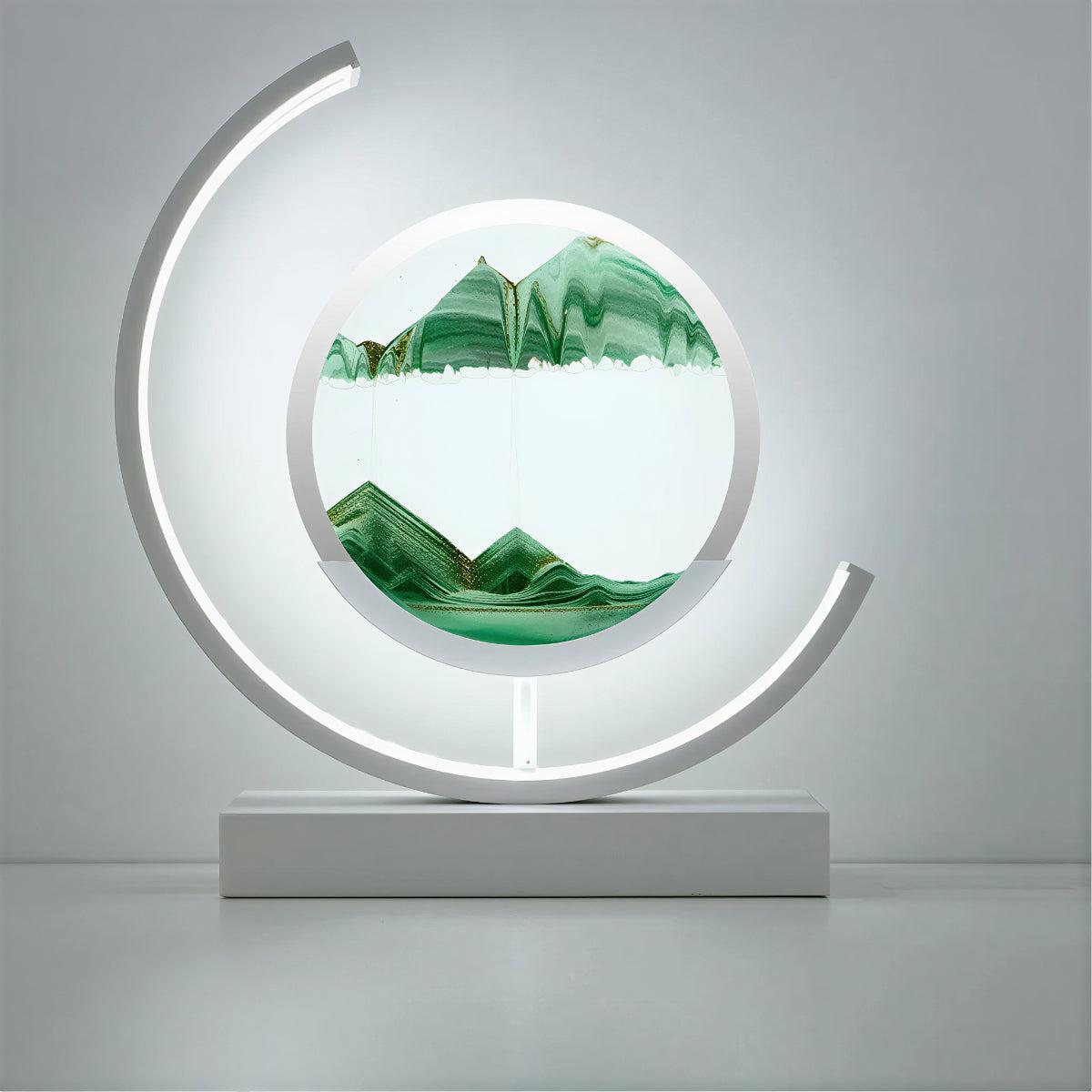 Crescent Shaped Table Lamp With Dynamic Moving Sand Art