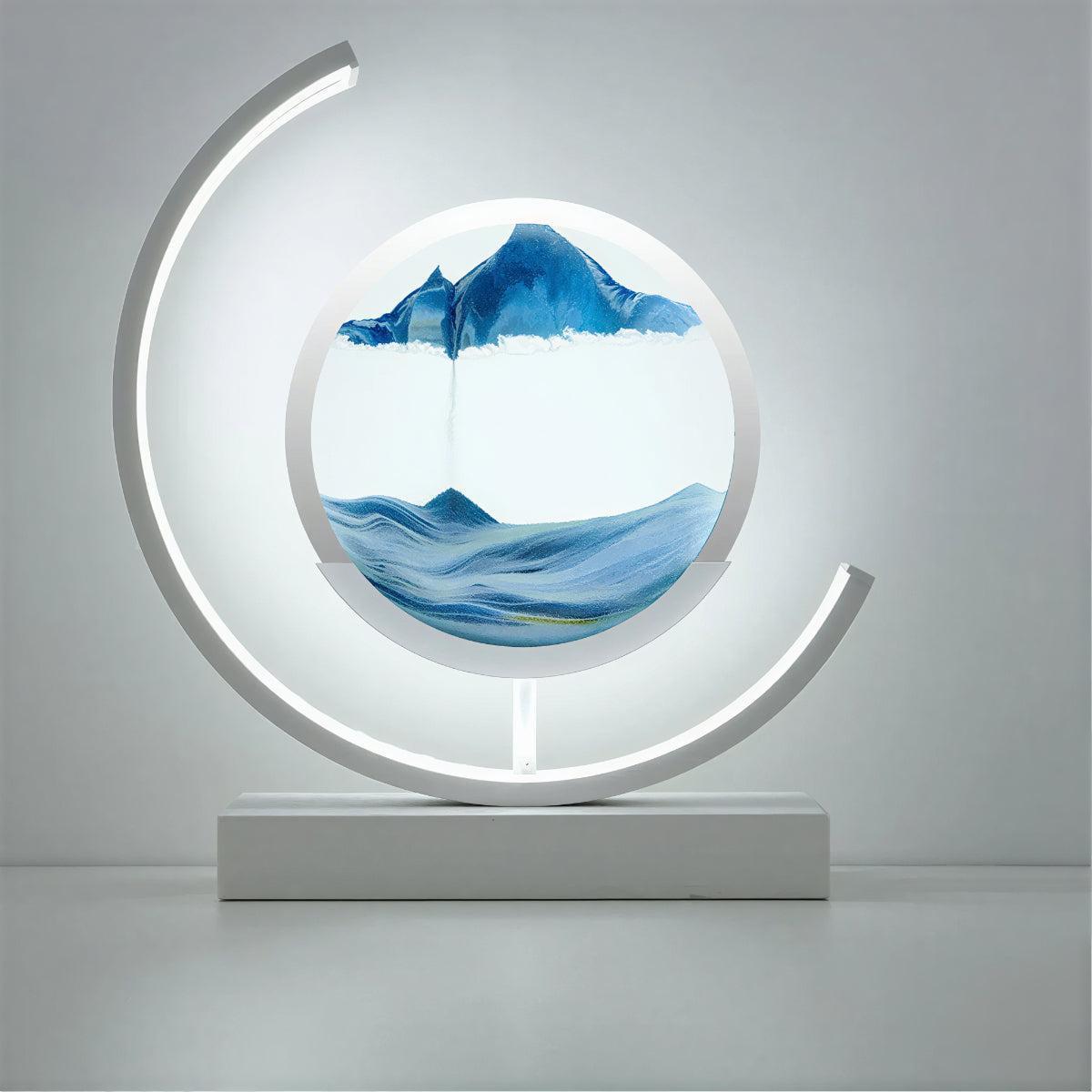 Crescent Shaped Table Lamp With Dynamic Moving Sand Art