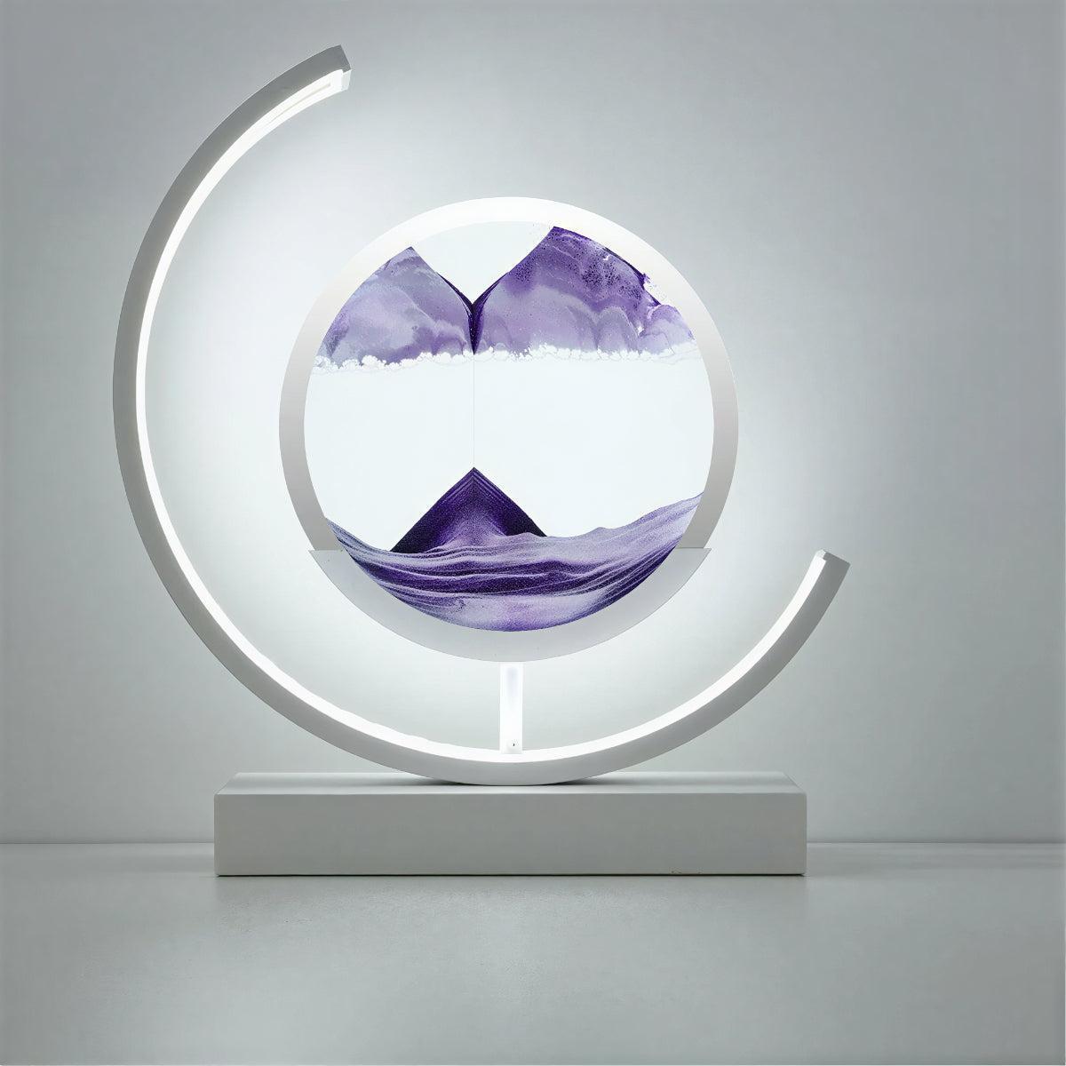 Crescent Shaped Table Lamp With Dynamic Moving Sand Art