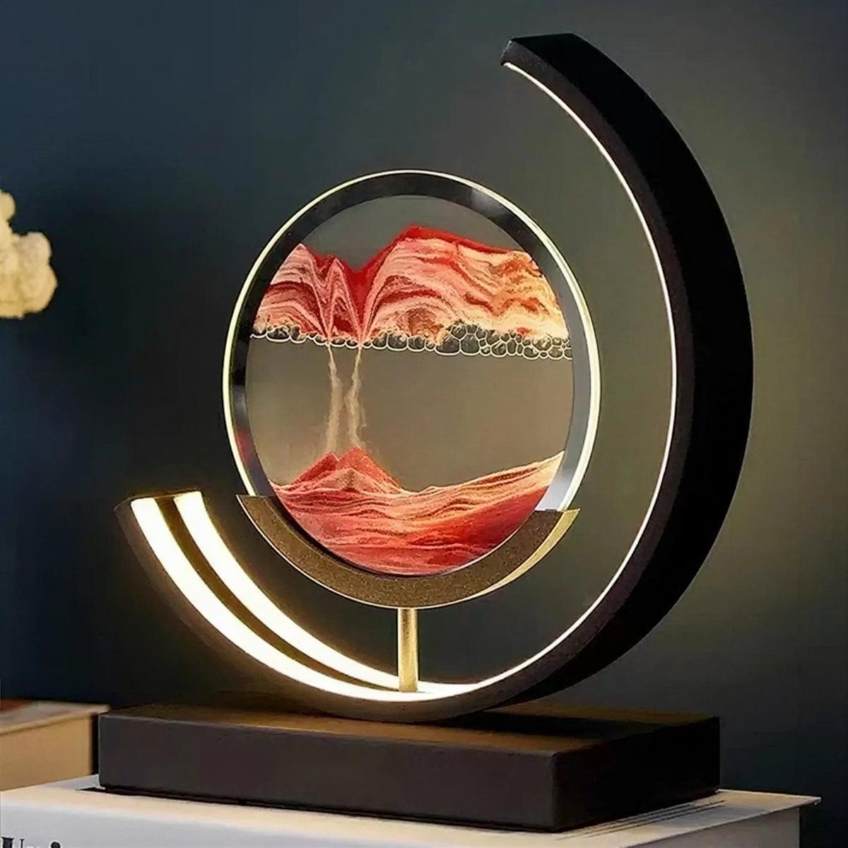 Crescent Shaped Table Lamp With Dynamic Moving Sand Art