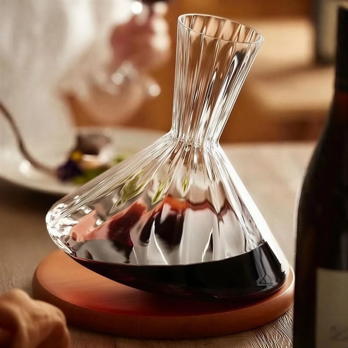 Crystal Glass Wine Decanter With Rotating Aerator Carafe