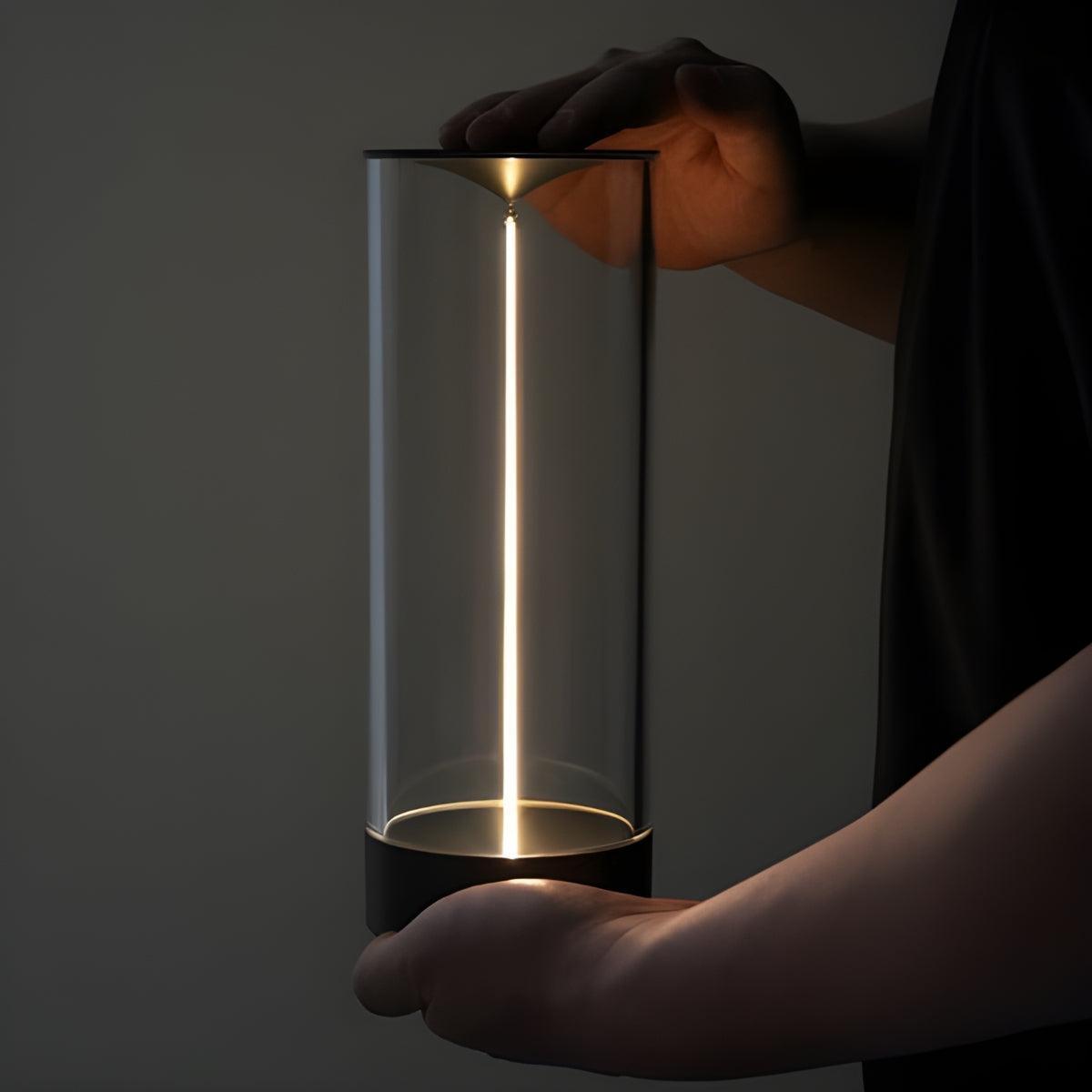 Cylinder Shaped Cordless Rechargeable Table Lamp With Touch Dimmer Control