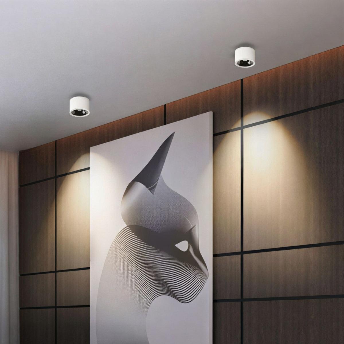 Cylindrical Adjustable Flush Mount Ceiling Light Fixture With Spotlight