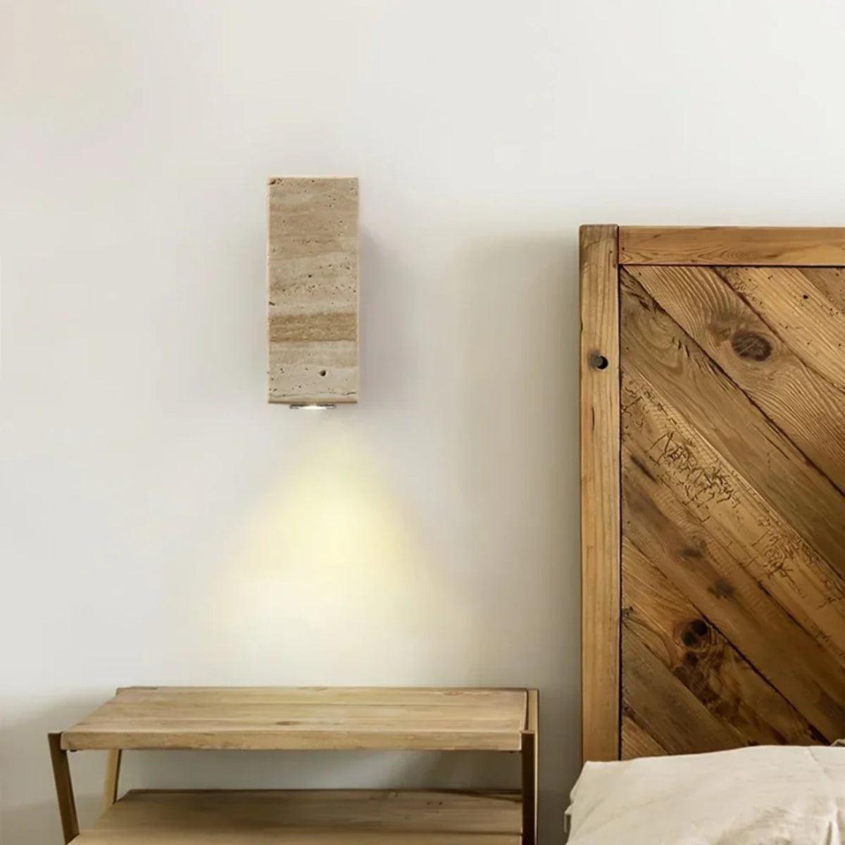 Cylindrical Column Stone Wall Sconce With Integrated LED Lighting