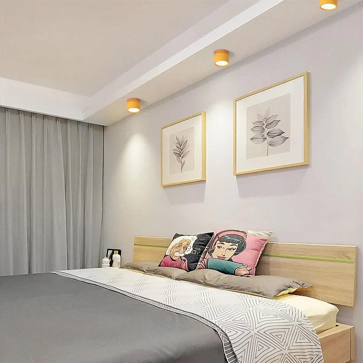 Cylindrical Flush Mount Ceiling Light Fixture With Focused LED Downlight Beam