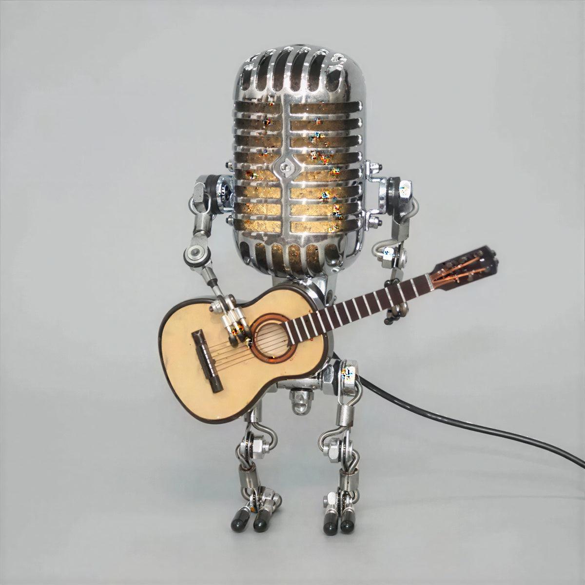 Dimmable Retro Microphone Table Lamp With Guitar Design