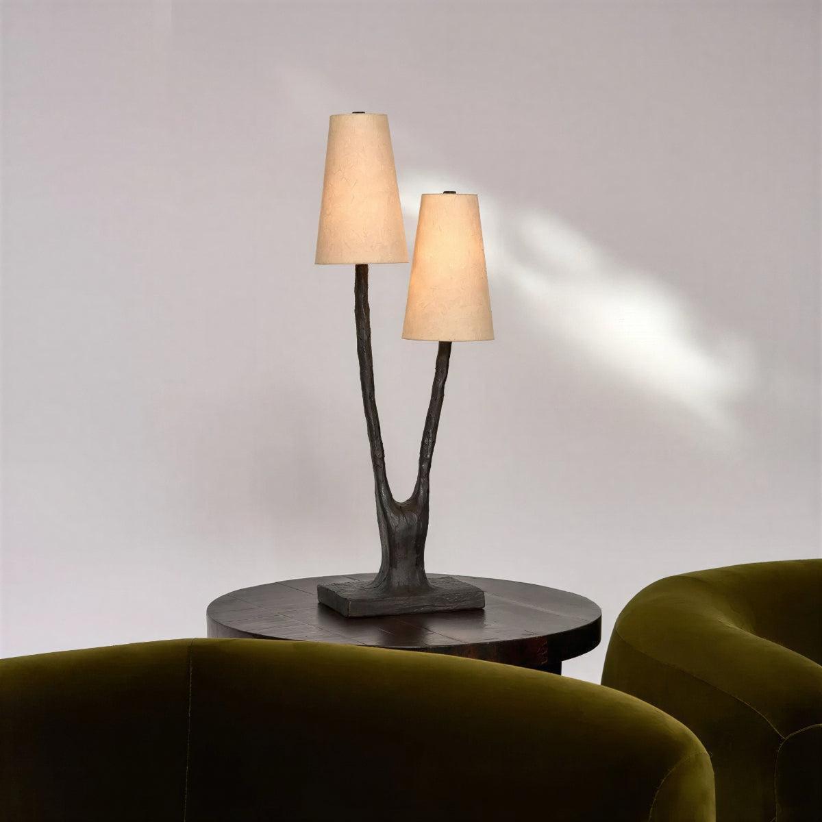 Dual Shade Tree Branch Styled Table Lamp