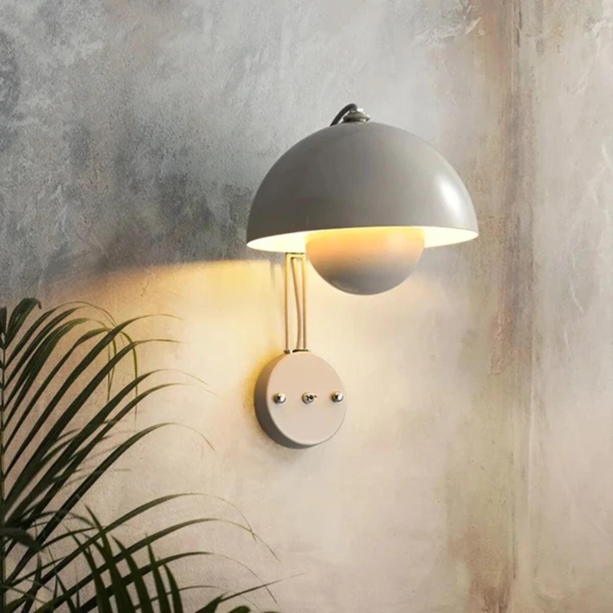 Flowerpot Styled Wall Sconce Light Fixture With Double Dome Shade