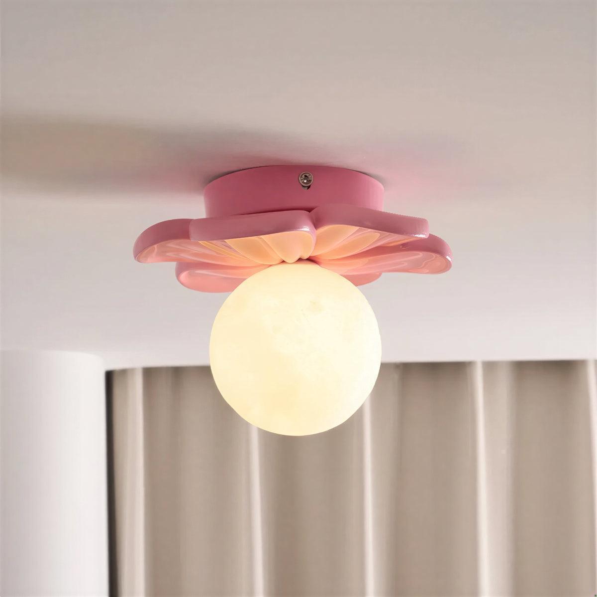 Flush Mount Flower Styled Ceiling Light With Globe Shade