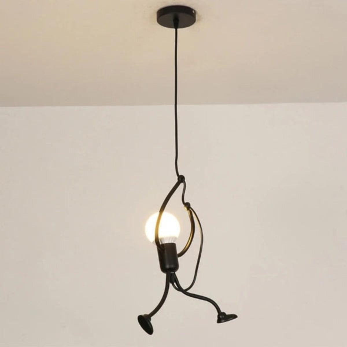Hanging Stick Figure Pendant Ceiling Light With Climbing Design