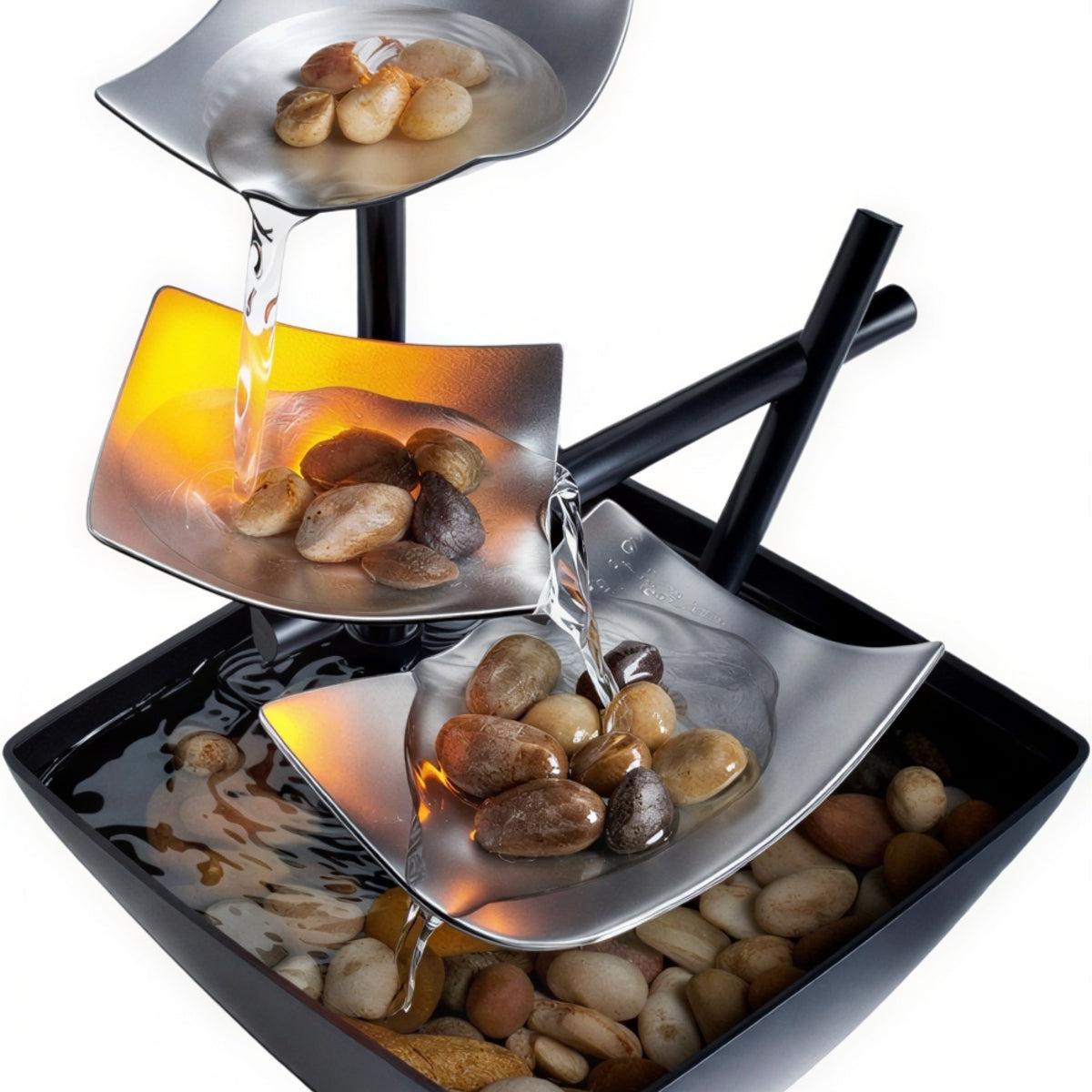 Indoor Water Fountain With Cascading Multi Tiered Waterfall