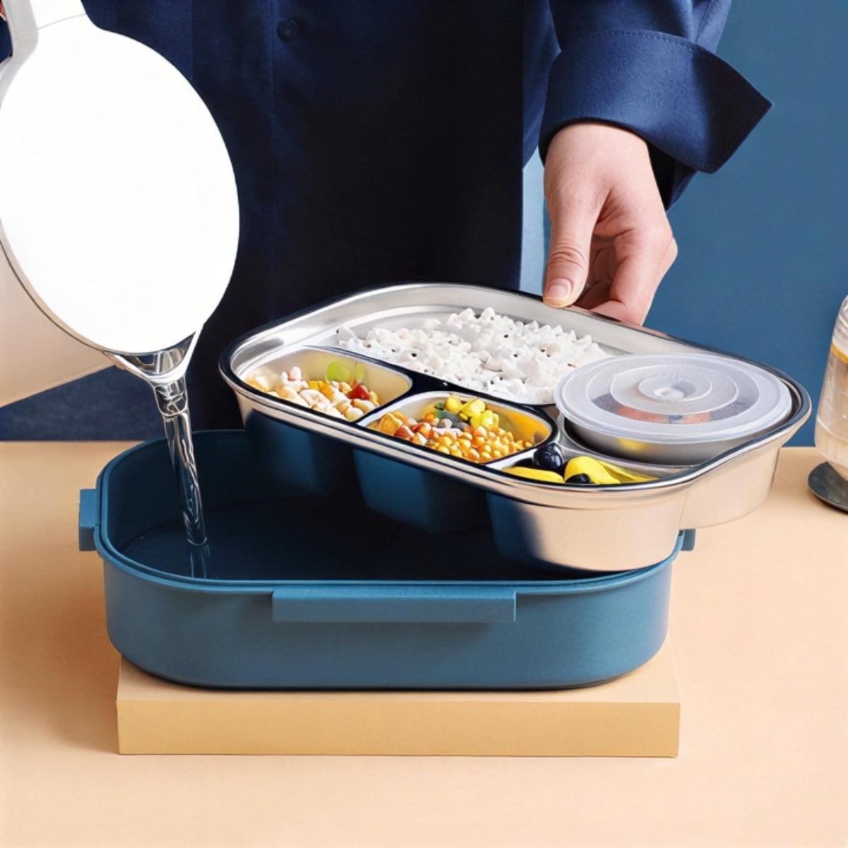 Insulated Bento Lunch Box With Soup Bowl And Multiple Compartments