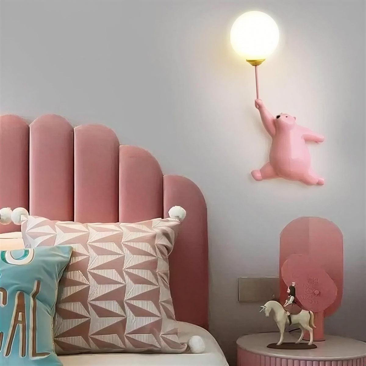 Kids Nursery Wall Lamp With Polar Bear Night Light Design