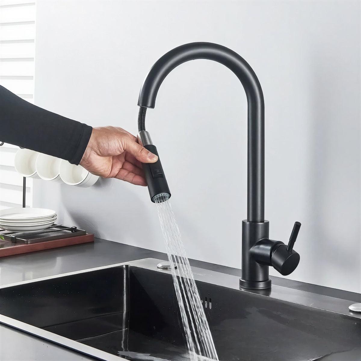 Kitchen Sink Faucet With Pull Out Sprayer And Touch Sensor Control