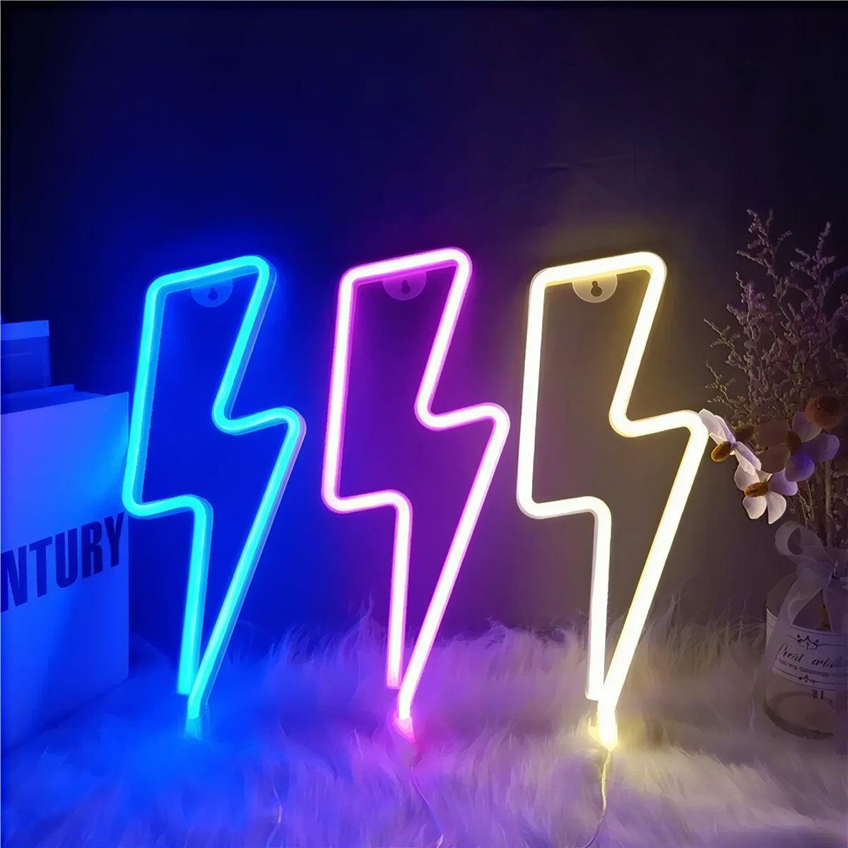 Lightning Bolt Neon Sign for Wall Art