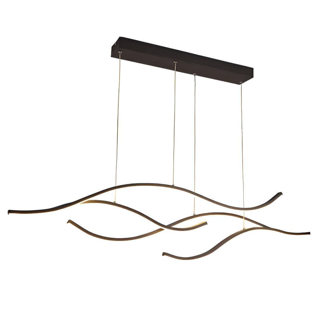Linear Wave Styled Kitchen Island Pendant Lighting With Adjustable Suspension