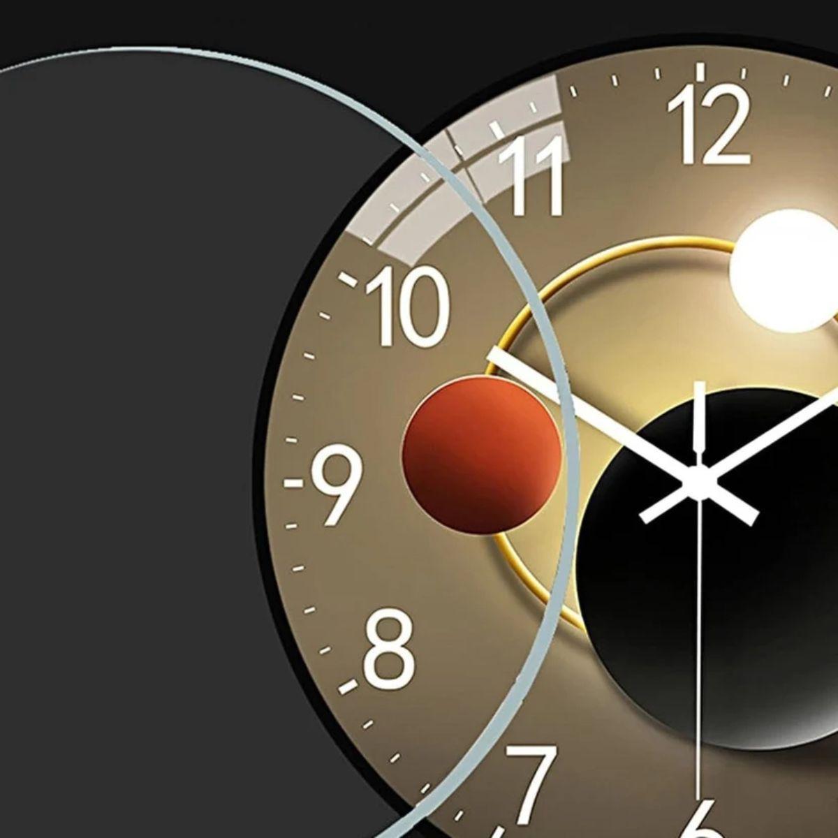 Mid Century Wall Clock With Silent Movement And Luminous Glass Face