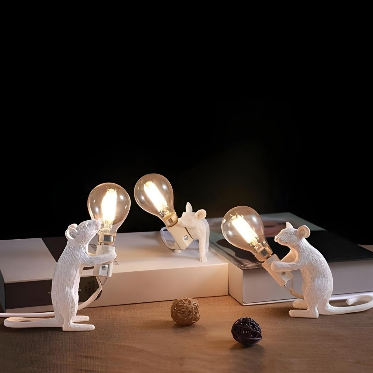 Miniature Table Lamp Mouse Figures For Desk