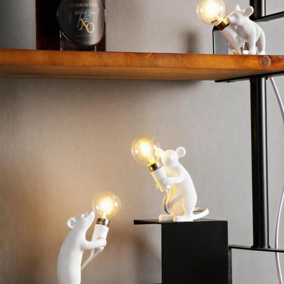 Miniature Table Lamp Mouse Figures For Desk