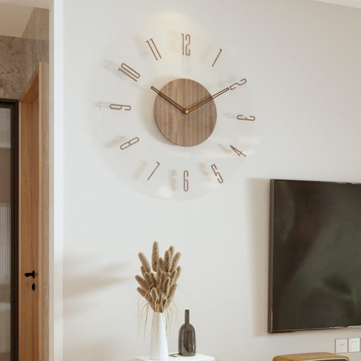 Minimalist Silent Wooden Styled Wall Clock For Modern Living Room