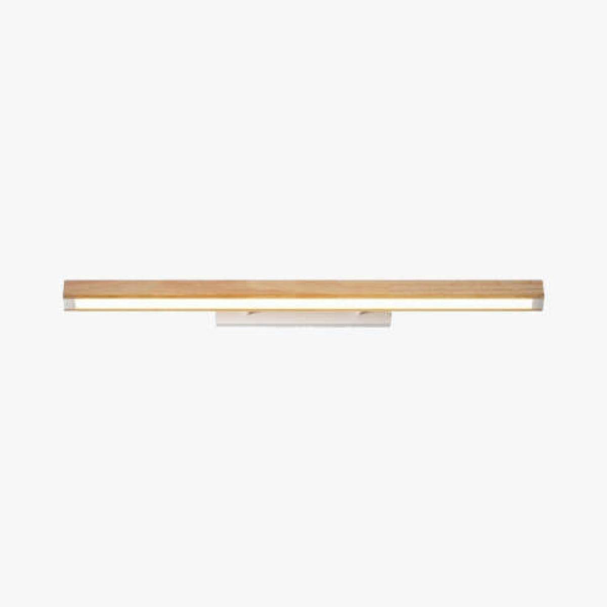 Minimalist Wood Styled Bathroom Vanity Light Fixture With Diffused Linear Lighting