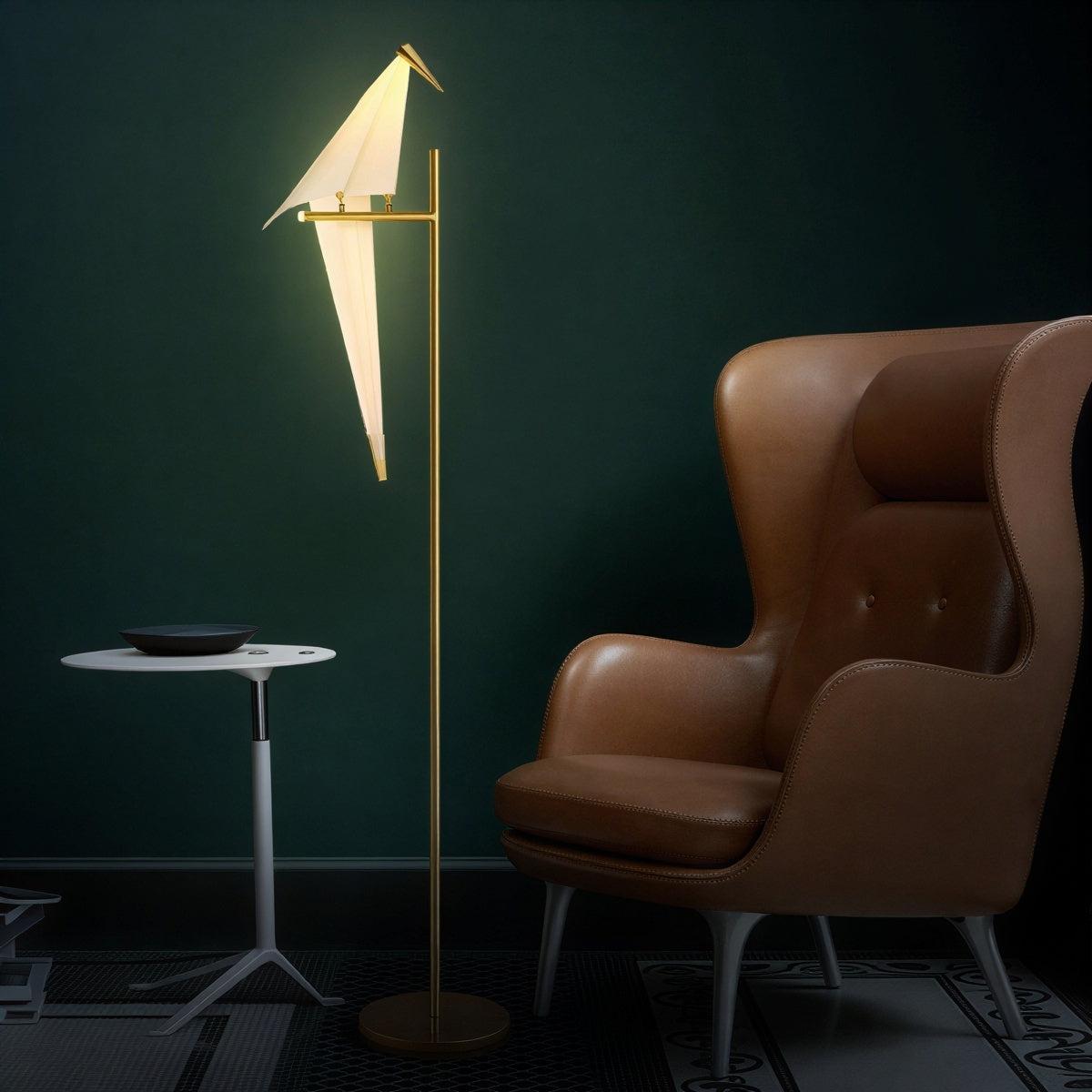 Modern Origami Bird Sculpture Standing Floor Lamp