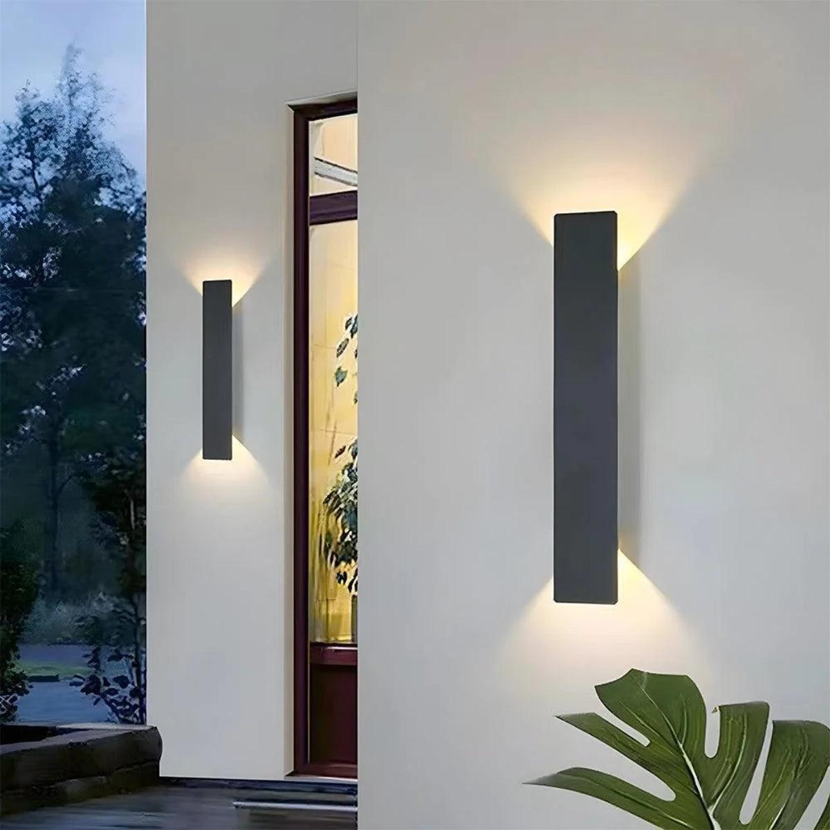 Modern Outdoor Exterior Wall Light With Dual Up Down Illumination