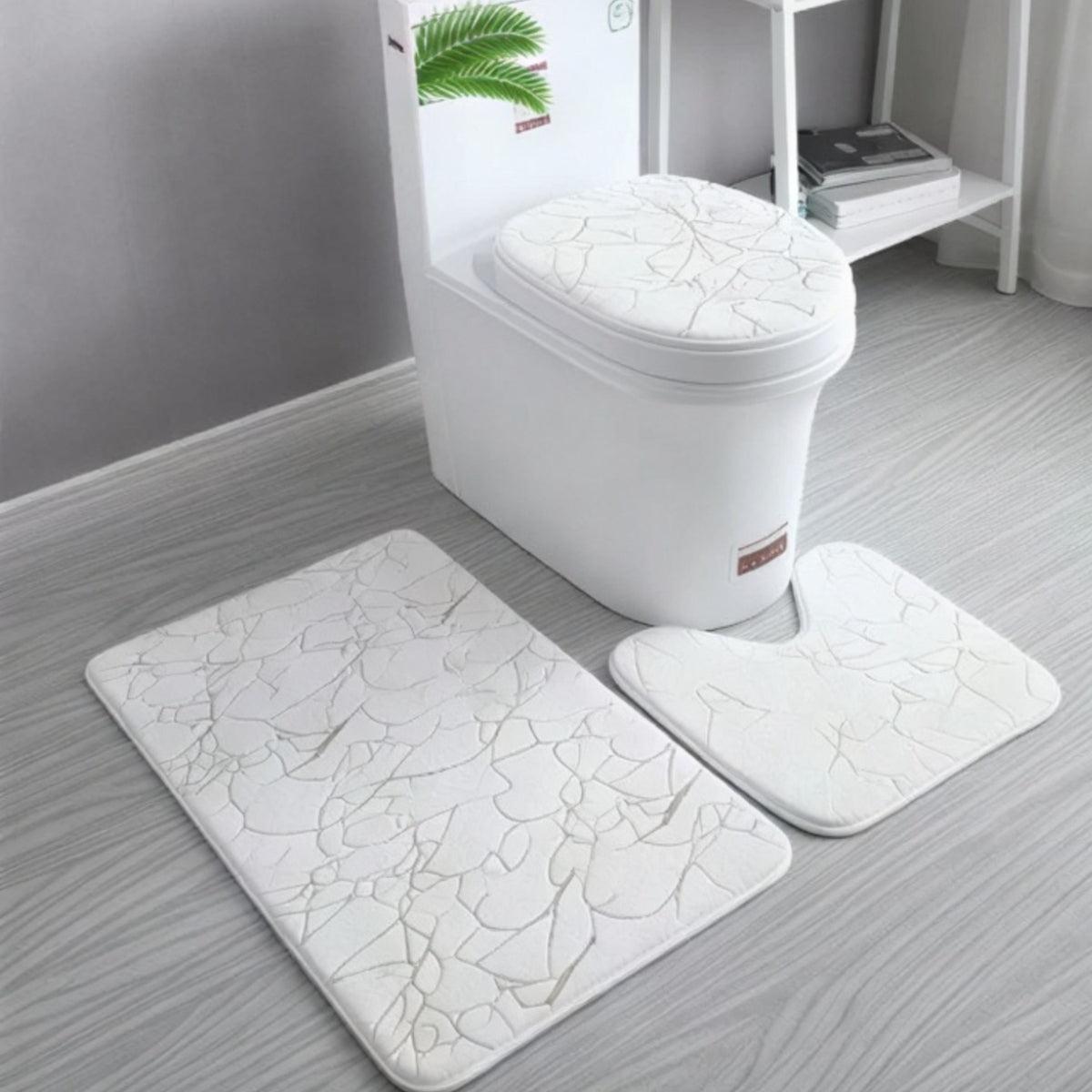 Non Slip Bathroom Mat Set With Toilet Seat Cover