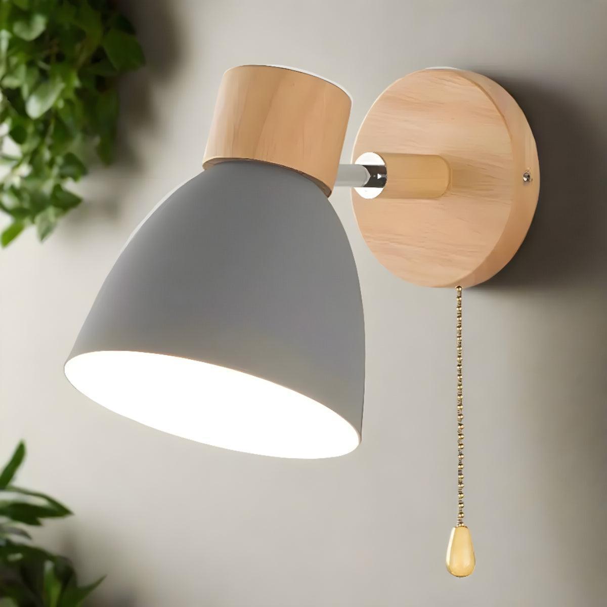 Nordic Wall Sconce Light Fixture With Pull Chain Switch And Adjustable Shade