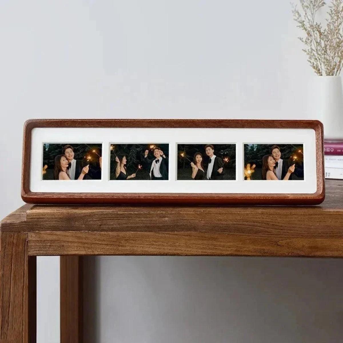 Photo Frame Set With Multiple Pictures With Wooden Border