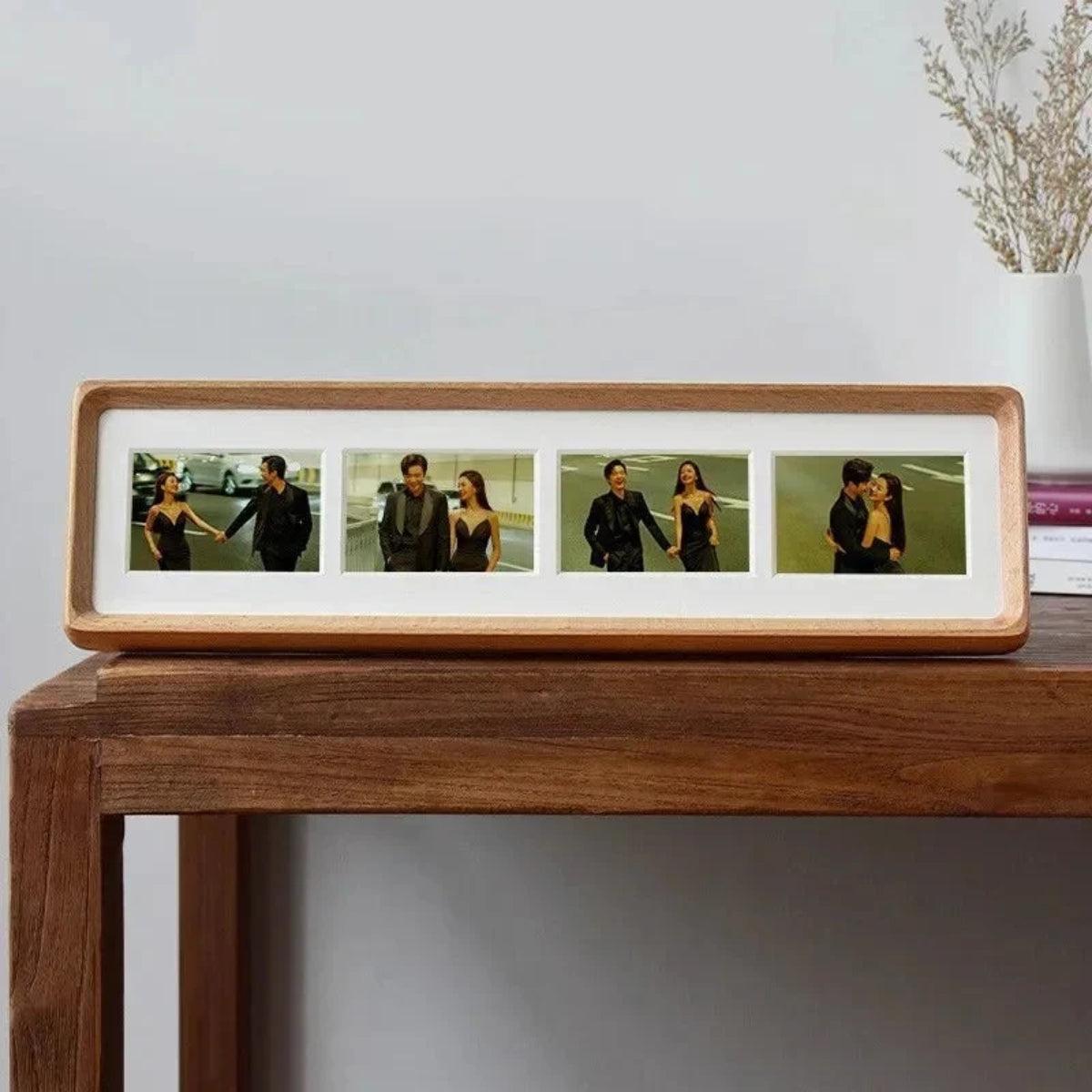 Photo Frame Set With Multiple Pictures With Wooden Border