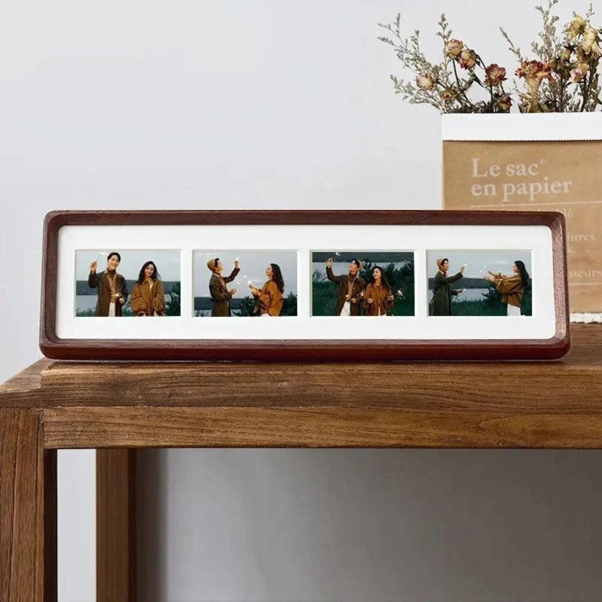 Photo Frame Set With Multiple Pictures With Wooden Border