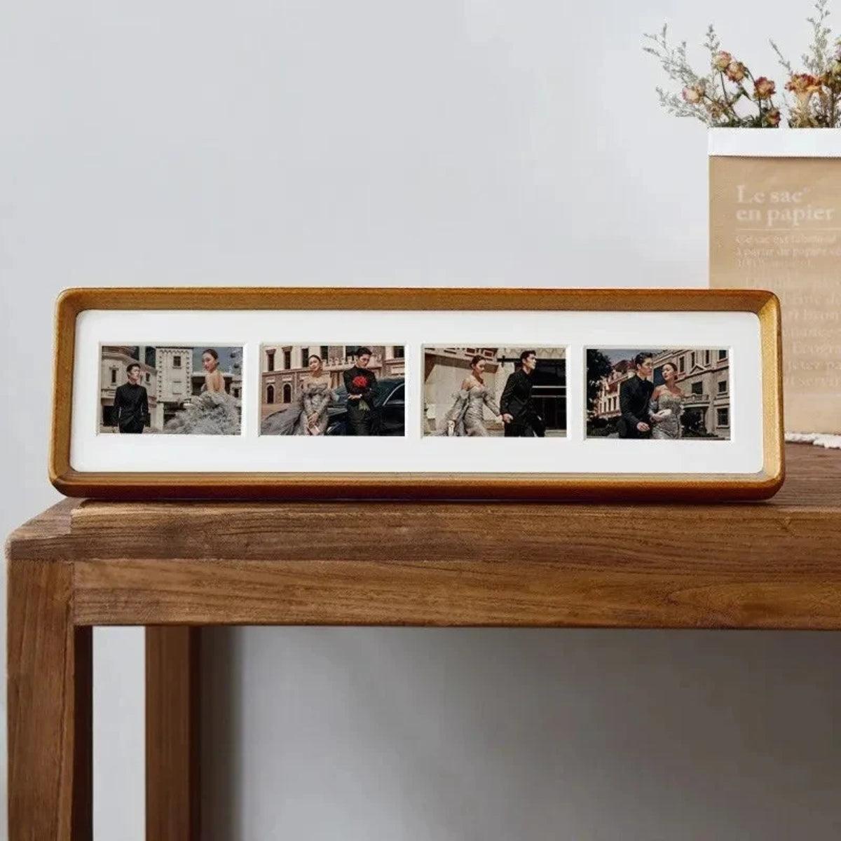 Photo Frame Set With Multiple Pictures With Wooden Border