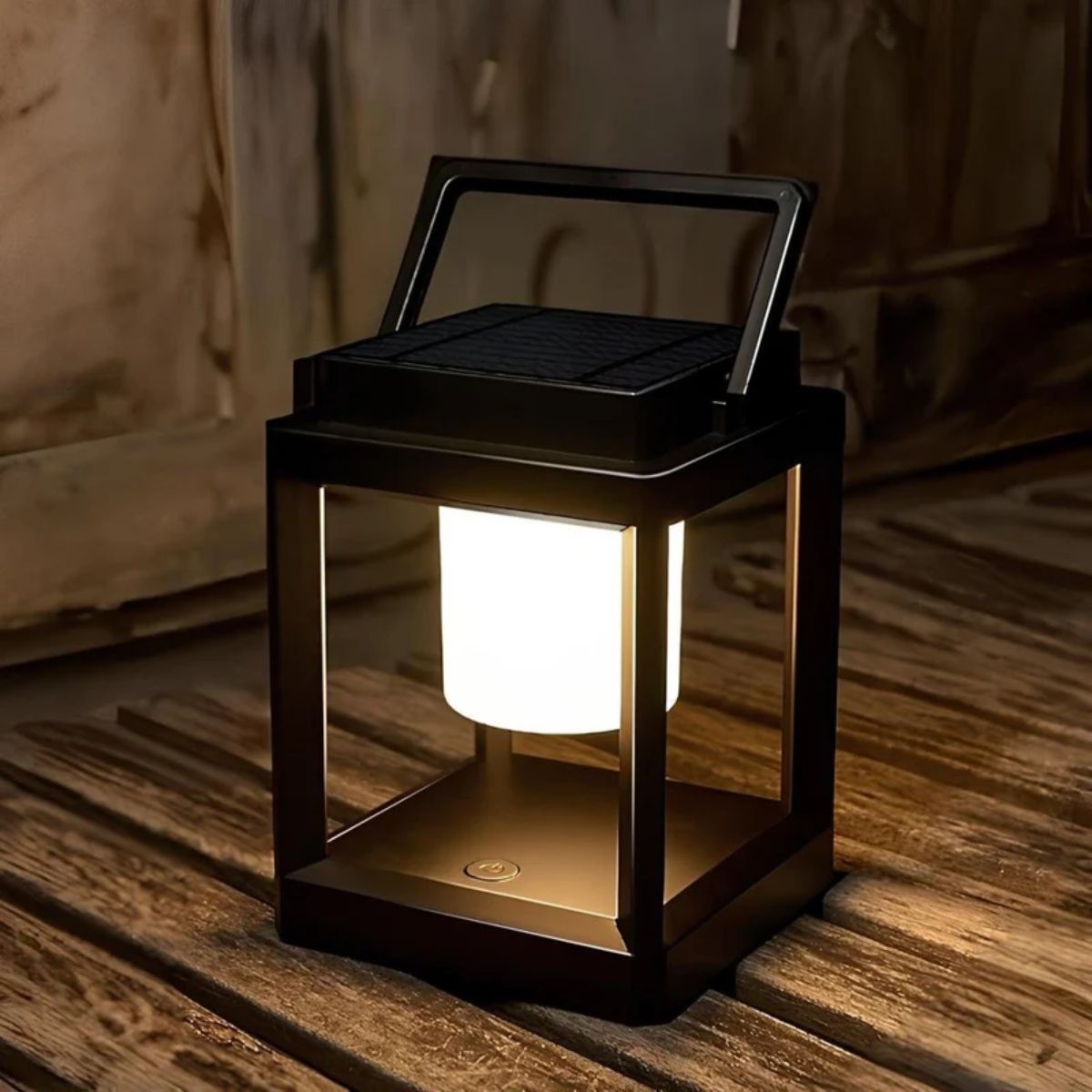 Portable Outdoor Solar Powered Lantern With Hollow Square Cube Design