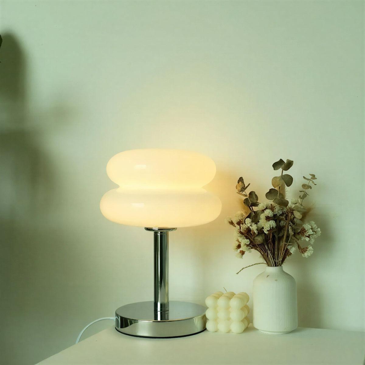 Retro Stacked Bauhaus Table Lamp With Dimmable Touch Control And Rounded Design