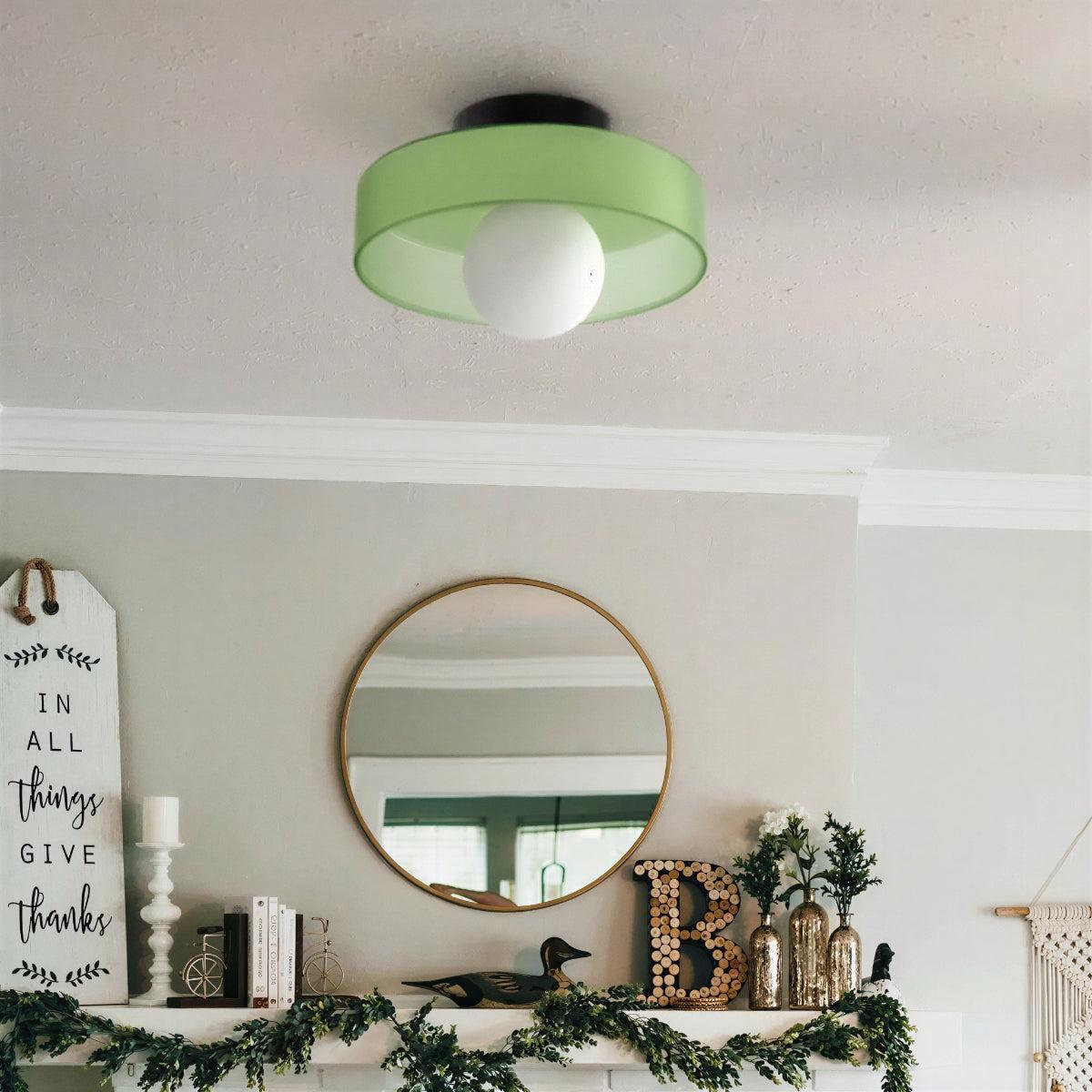 Round Retro Semi Flush Mount Ceiling Light Fixture With Globe Illumination