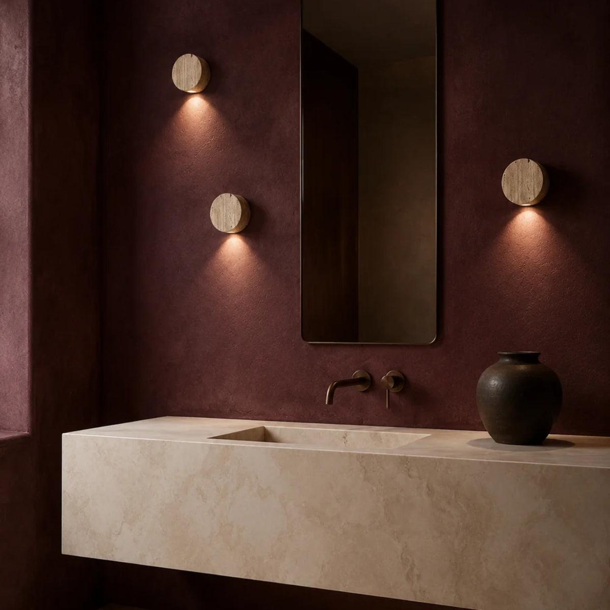 Round Stone Wall Sconce Light Fixture