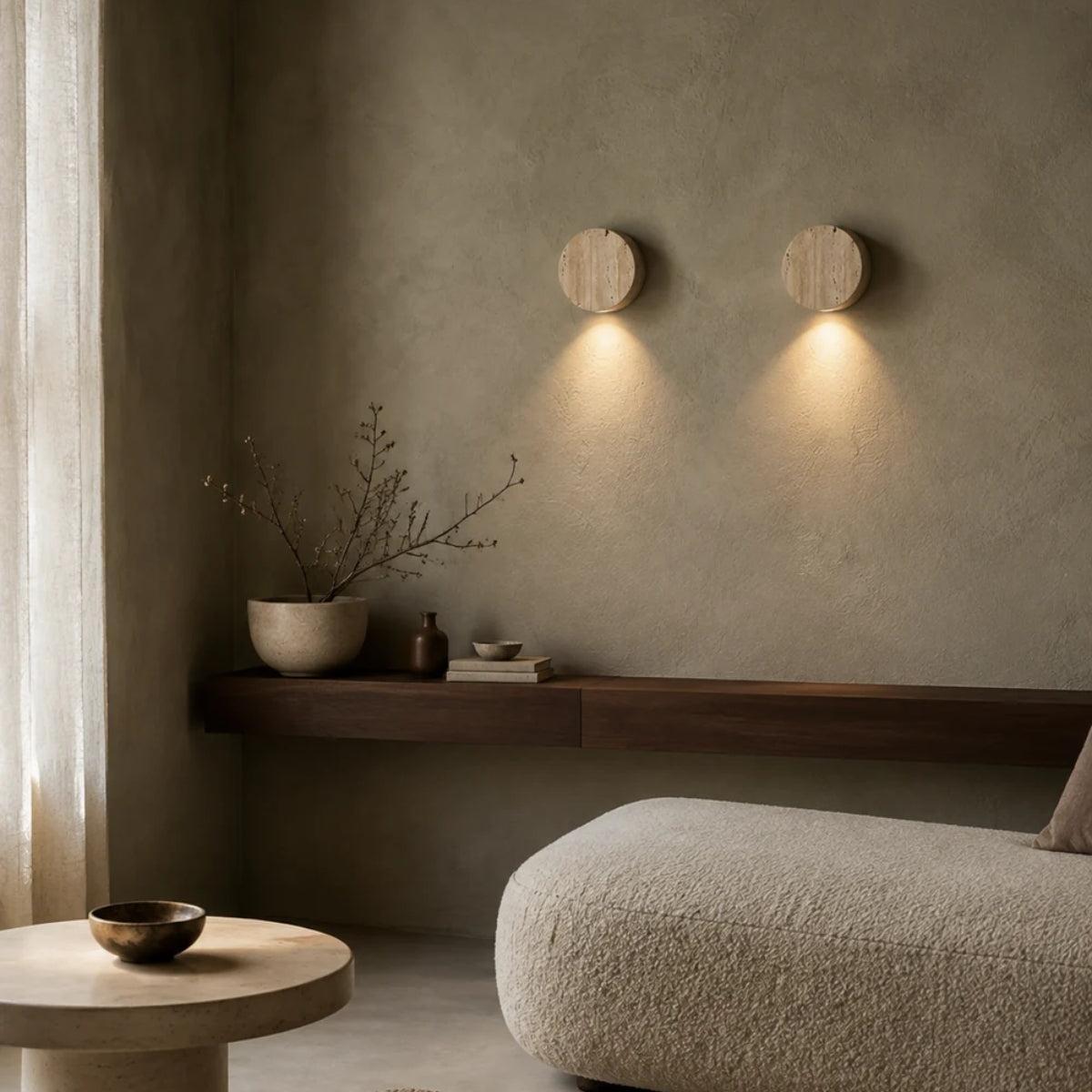 Round Stone Wall Sconce Light Fixture