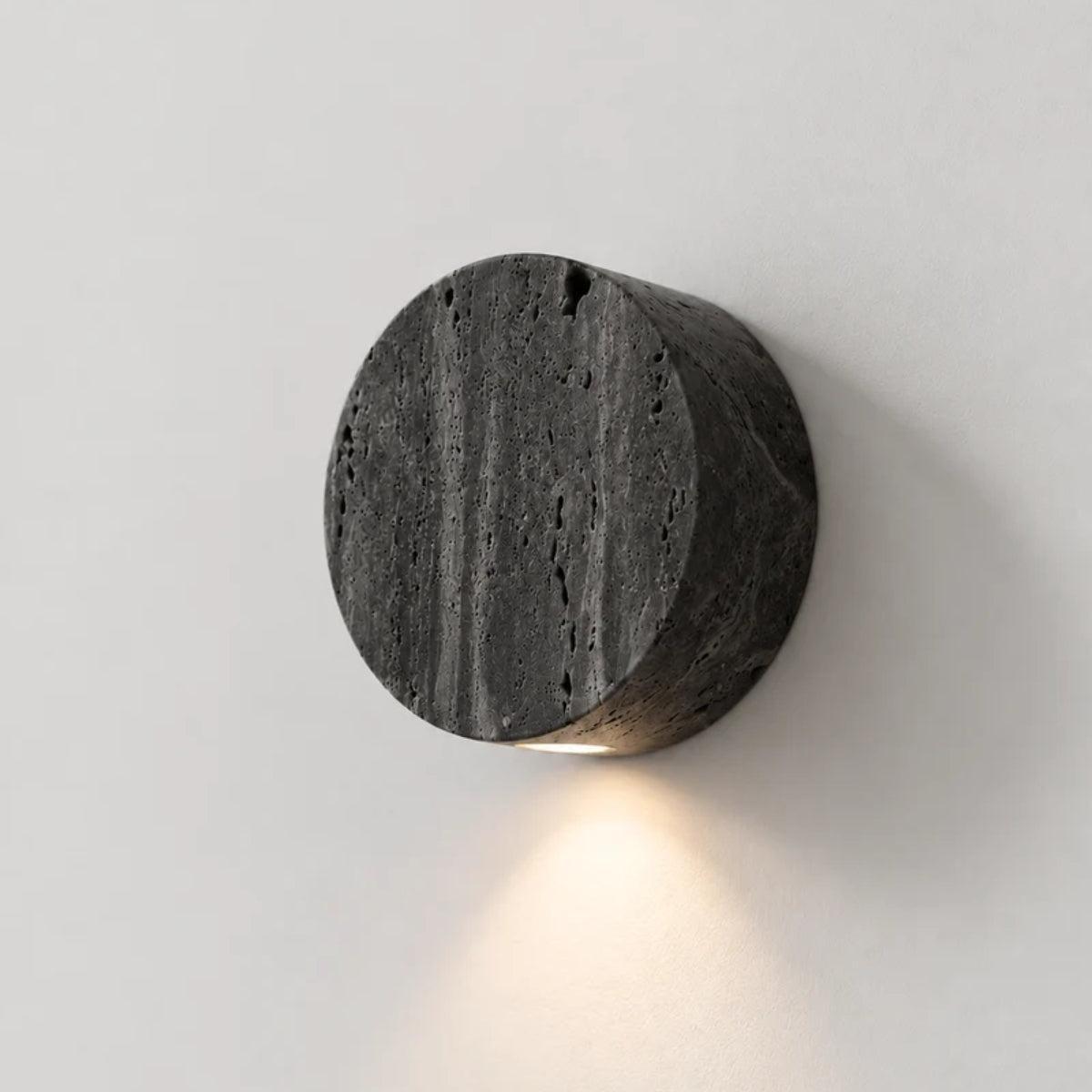 Round Stone Wall Sconce Light Fixture