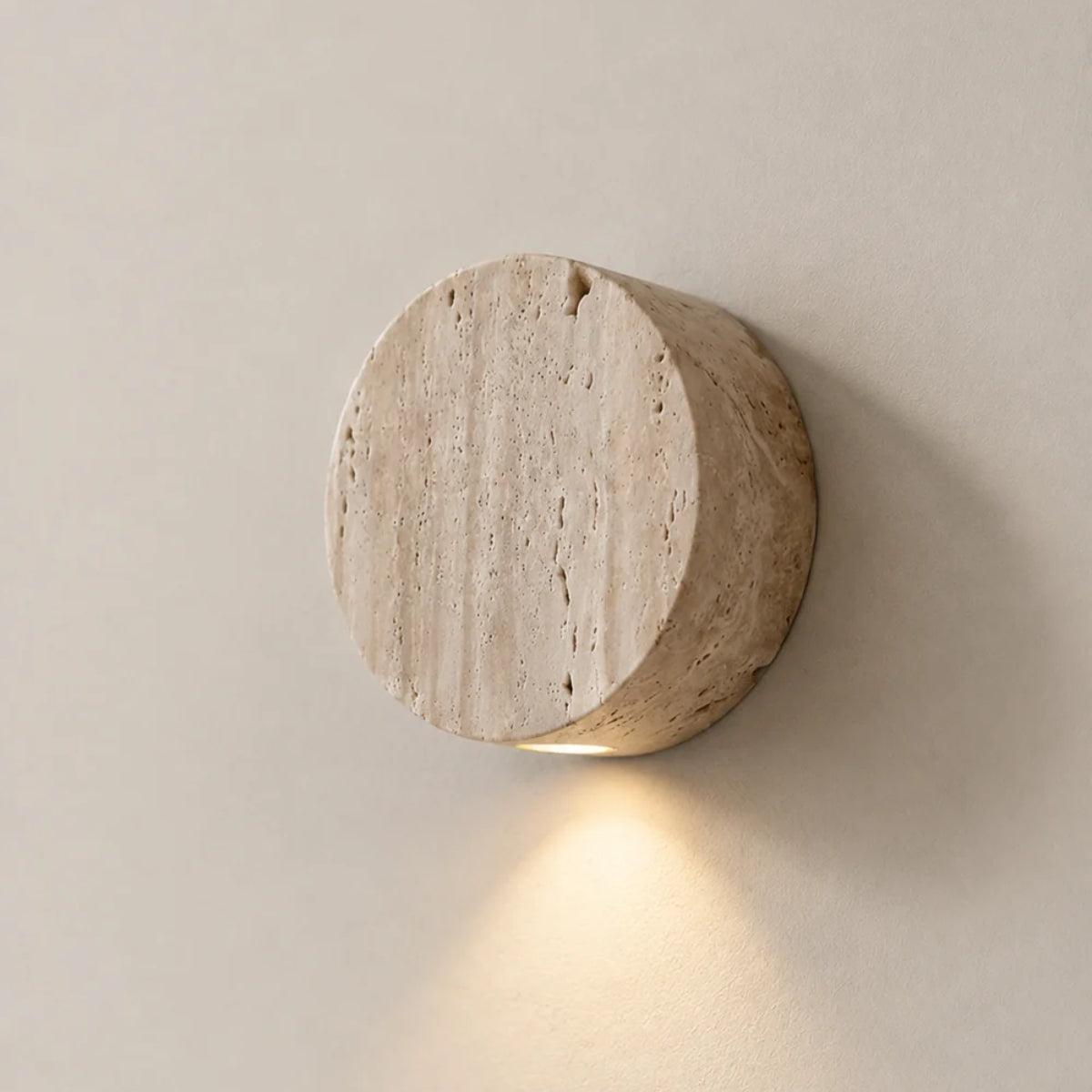 Round Stone Wall Sconce Light Fixture